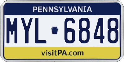 PA license plate MYL6848