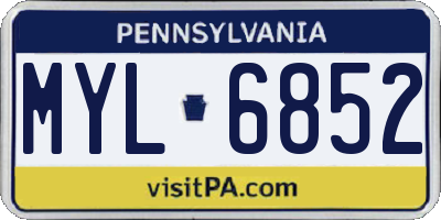 PA license plate MYL6852