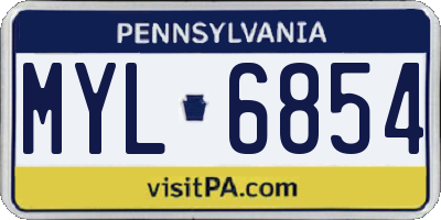 PA license plate MYL6854