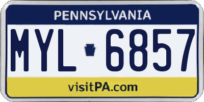 PA license plate MYL6857