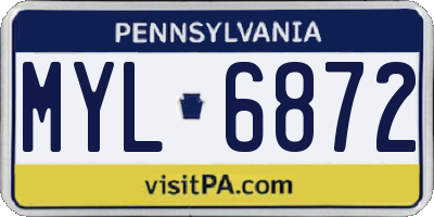 PA license plate MYL6872
