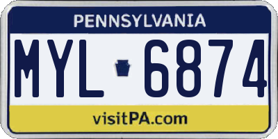 PA license plate MYL6874
