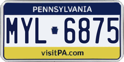 PA license plate MYL6875