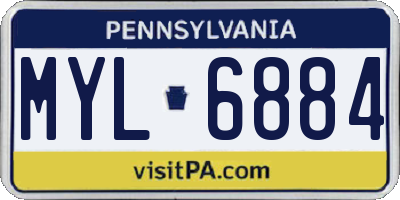 PA license plate MYL6884