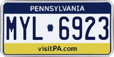PA license plate MYL6923