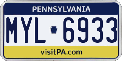 PA license plate MYL6933