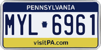 PA license plate MYL6961