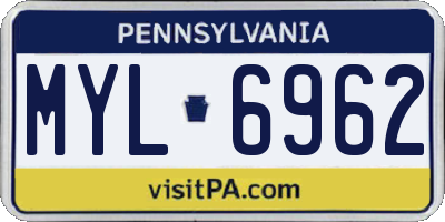 PA license plate MYL6962