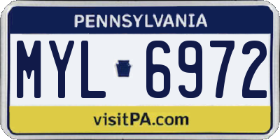 PA license plate MYL6972