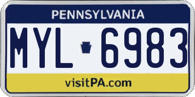 PA license plate MYL6983