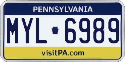 PA license plate MYL6989
