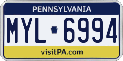 PA license plate MYL6994