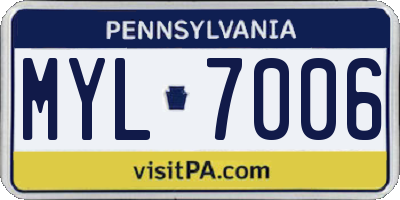 PA license plate MYL7006