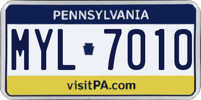 PA license plate MYL7010