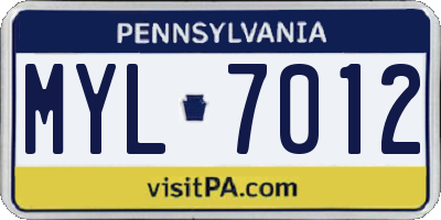 PA license plate MYL7012
