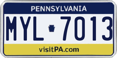 PA license plate MYL7013