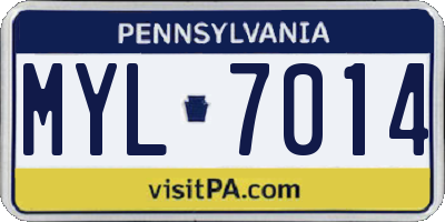 PA license plate MYL7014