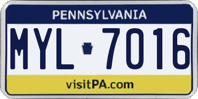PA license plate MYL7016