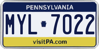 PA license plate MYL7022
