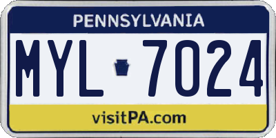 PA license plate MYL7024