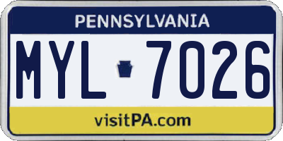 PA license plate MYL7026