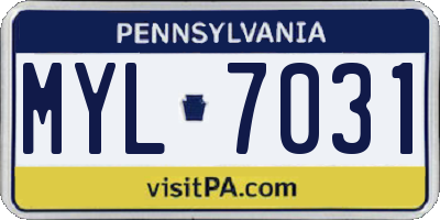PA license plate MYL7031