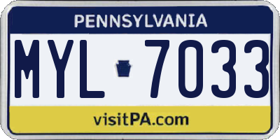 PA license plate MYL7033