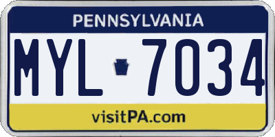 PA license plate MYL7034