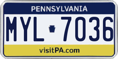 PA license plate MYL7036