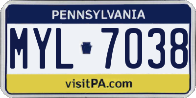 PA license plate MYL7038