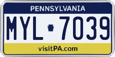 PA license plate MYL7039