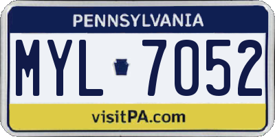 PA license plate MYL7052