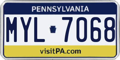 PA license plate MYL7068