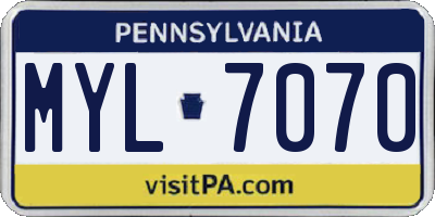 PA license plate MYL7070