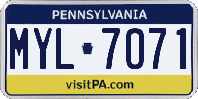 PA license plate MYL7071