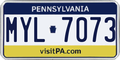 PA license plate MYL7073