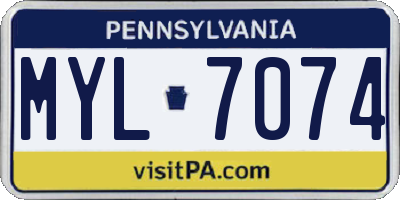 PA license plate MYL7074