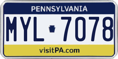 PA license plate MYL7078