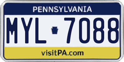 PA license plate MYL7088