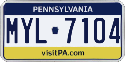 PA license plate MYL7104