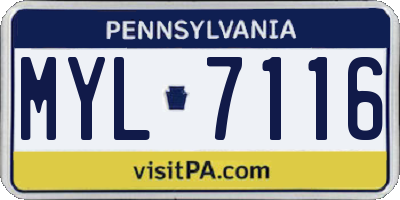 PA license plate MYL7116