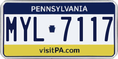 PA license plate MYL7117