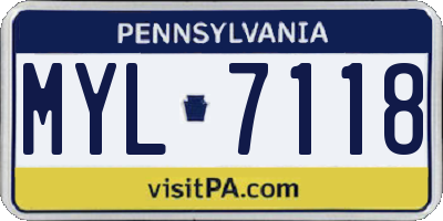 PA license plate MYL7118