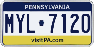 PA license plate MYL7120