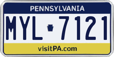PA license plate MYL7121