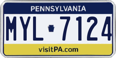 PA license plate MYL7124