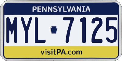 PA license plate MYL7125