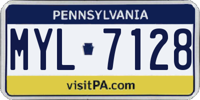 PA license plate MYL7128