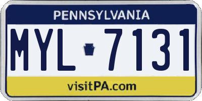 PA license plate MYL7131
