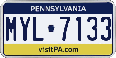 PA license plate MYL7133